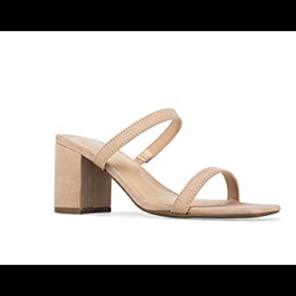 Square Toe Double Band Block Heel Sandal Sz 8.5